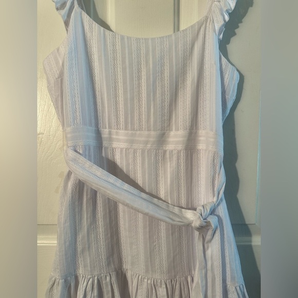 LIKELY 4 Charlotte Sleeveless Dress White Tiered Ruffle High Slit Romantic Midi - Picture 7 of 16